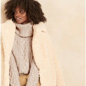 ITALIAN RECYCLED WOOL Cable-Knit Turtleneck Sweater